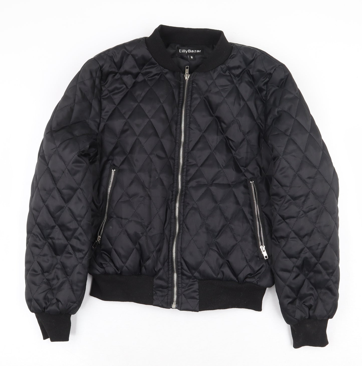 Eilly Bazar Womens Black Bomber Jacket Coat Size M Zip