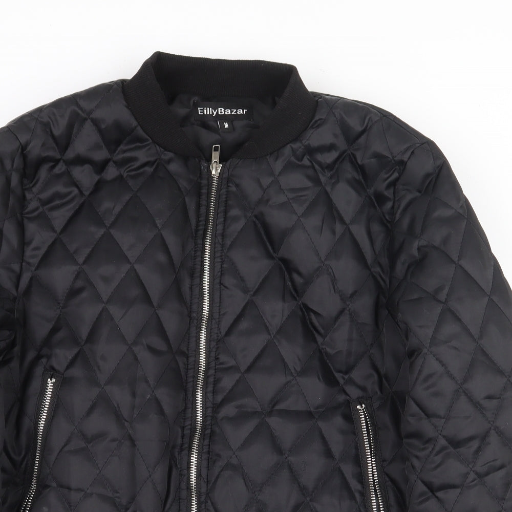 Eilly Bazar Womens Black Bomber Jacket Coat Size M Zip