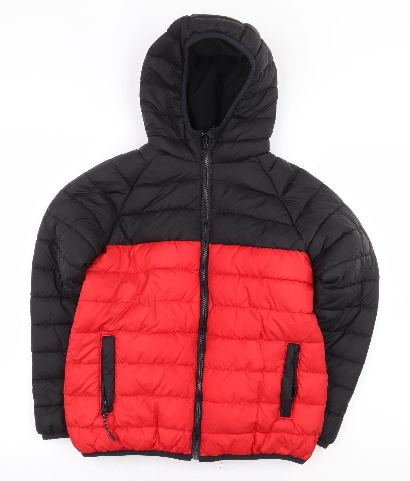 John Lewis Boys Black Puffer Jacket Coat Size 10 Years Zip