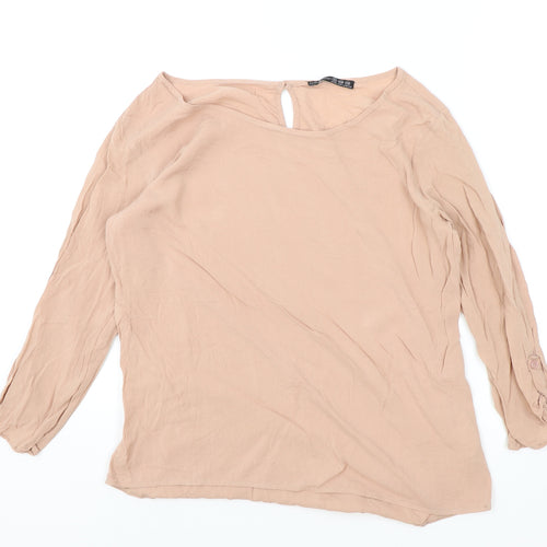 Atmosphere Womens Pink Viscose Basic Blouse Size 12 Round Neck