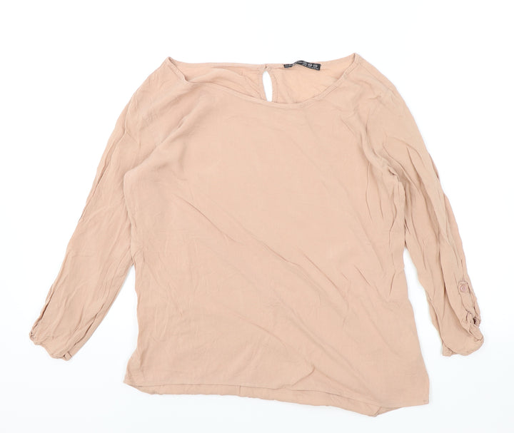 Atmosphere Womens Pink Viscose Basic Blouse Size 12 Round Neck
