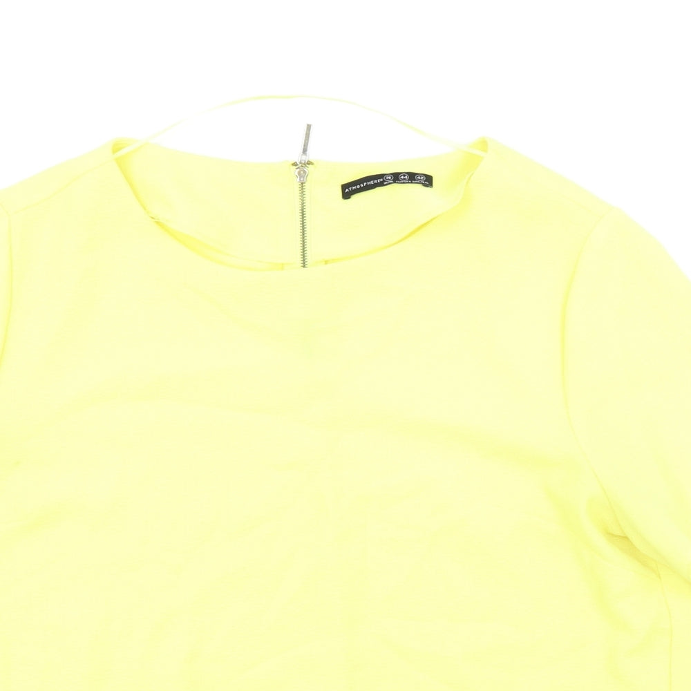 Atmosphere Womens Yellow Viscose Basic Blouse Size 16 Boat Neck