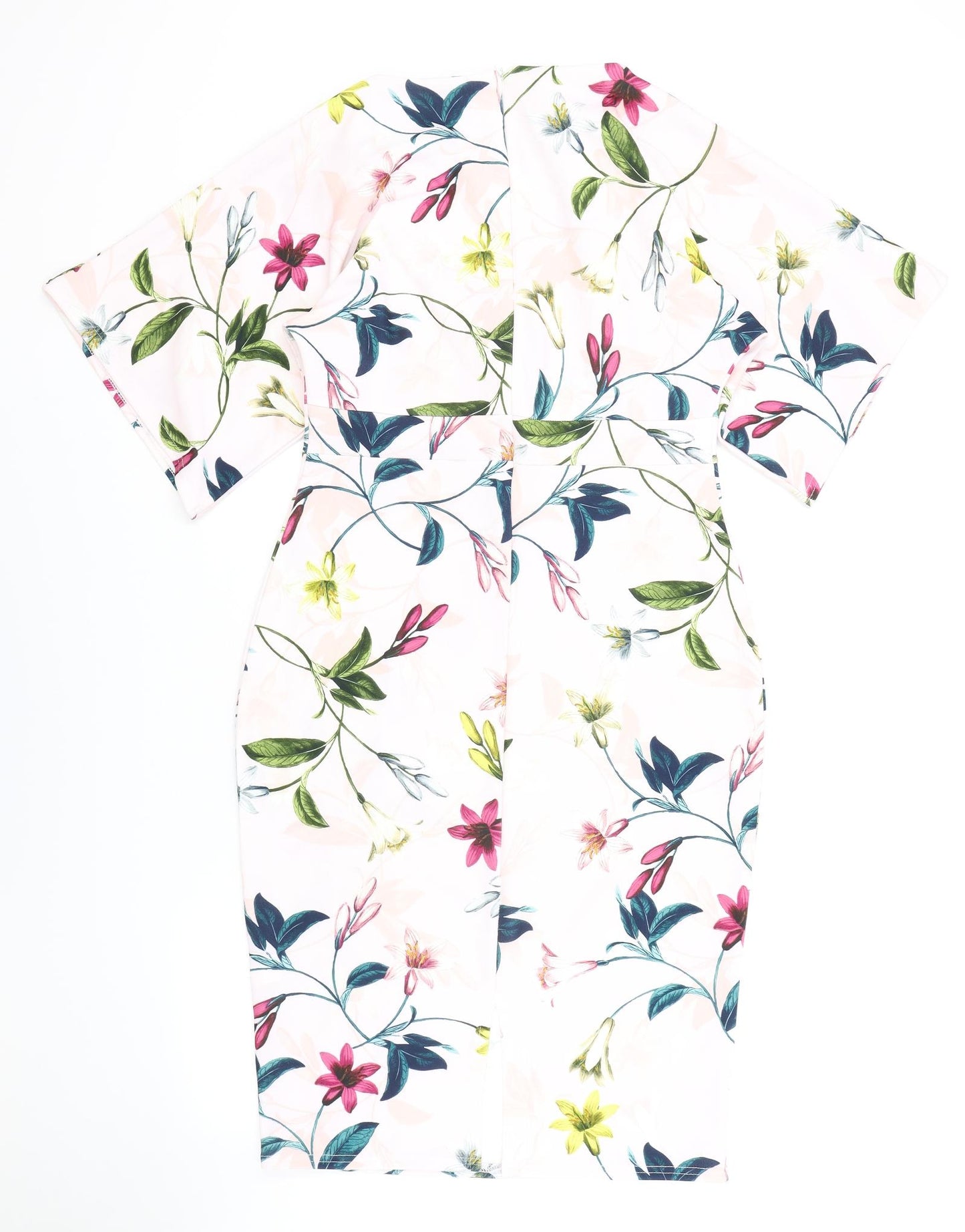 Pretty Kitty Fashion Womens Pink Floral Polyester A-Line Size 14 V-Neck Zip