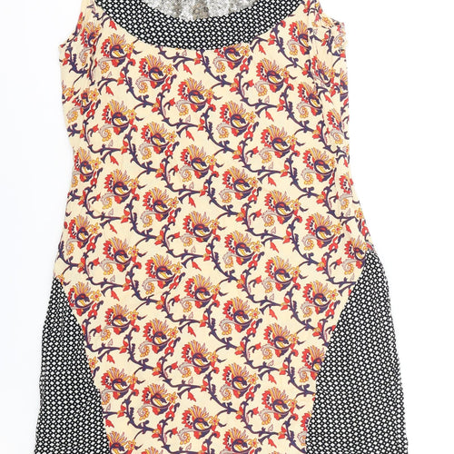 Clements Ribeiro Womens Multicoloured Floral Viscose Tank Dress Size S Boat Neck Zip