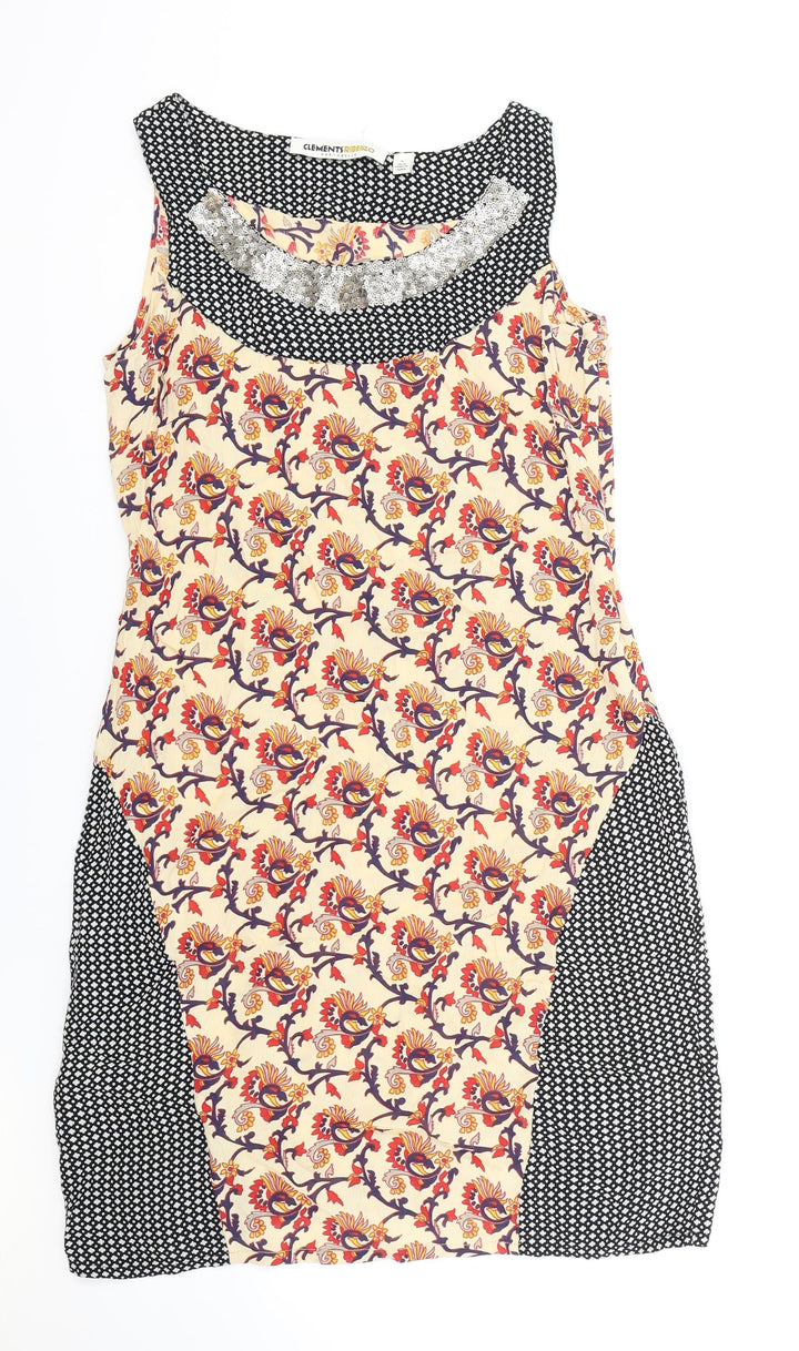 Clements Ribeiro Womens Multicoloured Floral Viscose Tank Dress Size S Boat Neck Zip