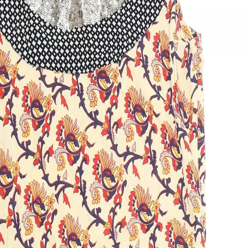 Clements Ribeiro Womens Multicoloured Floral Viscose Tank Dress Size S Boat Neck Zip