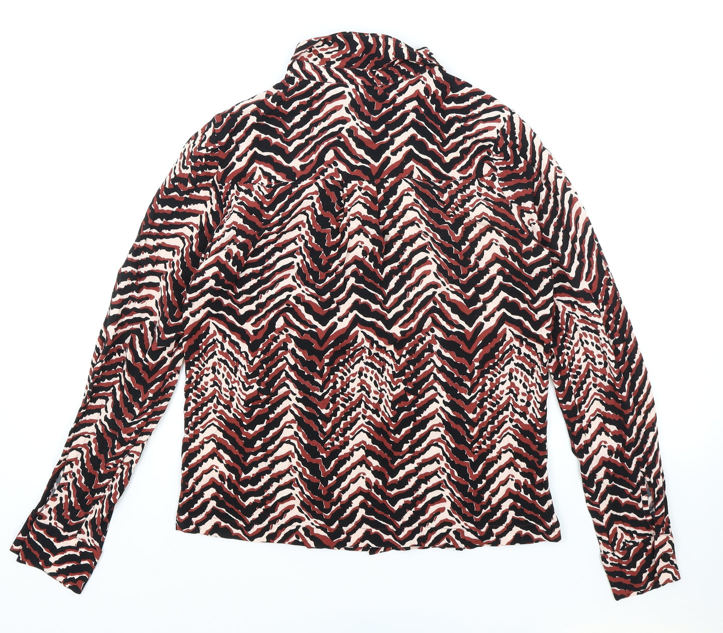 Oliver Bonas Womens Multicoloured Geometric Viscose Basic Button-Up Size 6 Collared