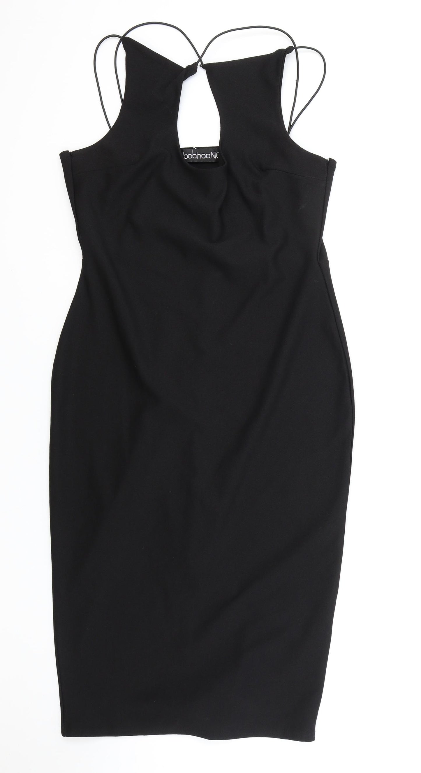Boohoo Womens Black Polyester Bodycon Size 12 Round Neck Pullover