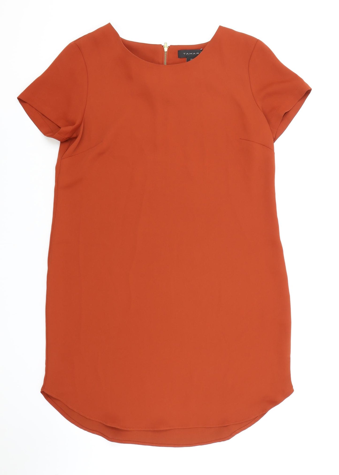 Tahari Womens Orange Polyester Basic Blouse Size 12 Boat Neck