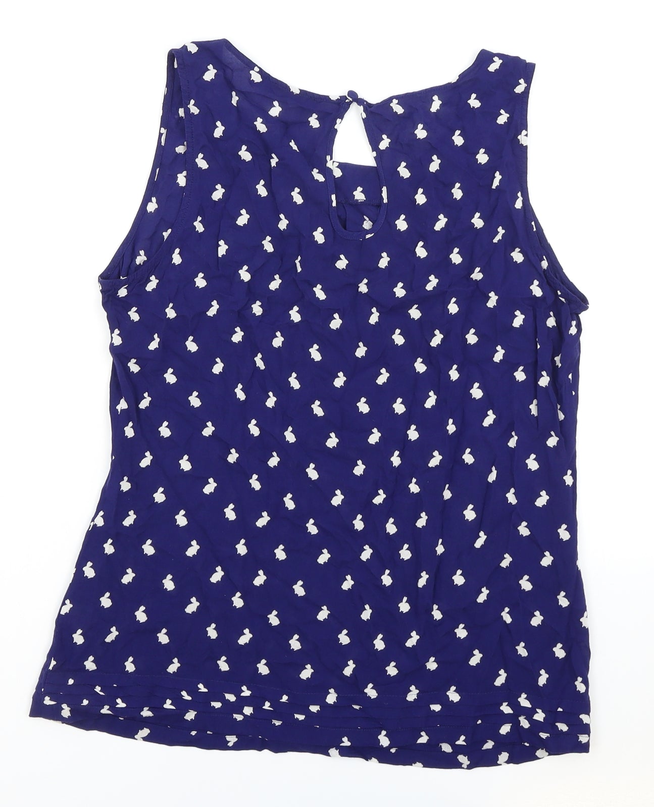 Oasis Womens Blue Geometric Viscose Basic Tank Size M Round Neck - Rabbit pattern