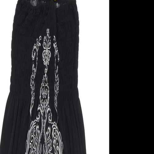 Preworn Womens Black Geometric Cotton Fit & Flare One Size Halter Tie