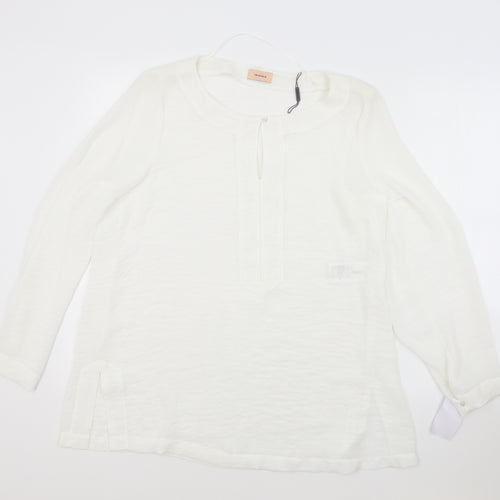 Triangle Womens White Polyester Tunic Blouse Size 14 V-Neck