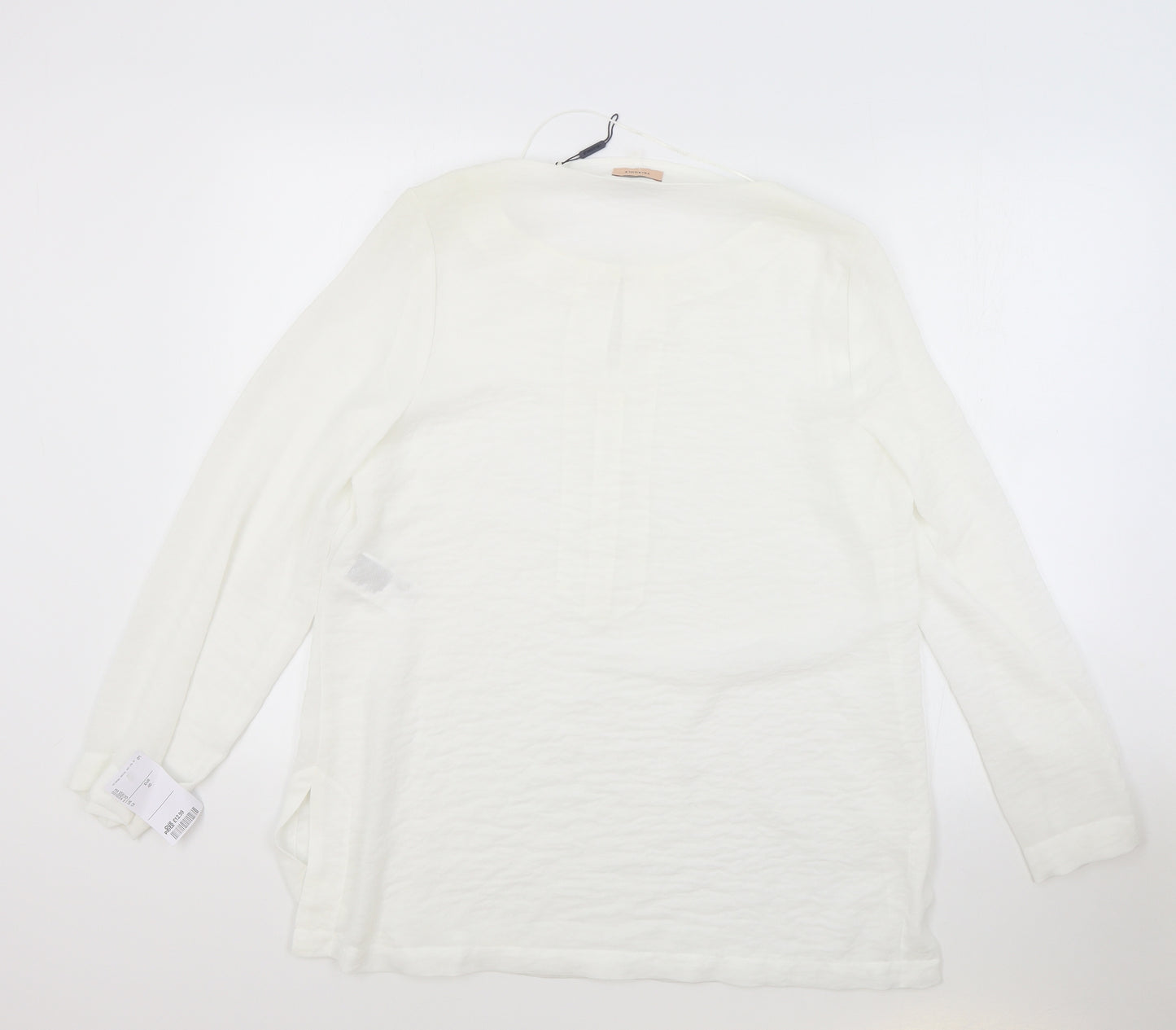 Triangle Womens White Polyester Tunic Blouse Size 14 V-Neck