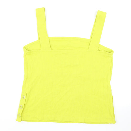 Maeve Womens Yellow Cotton Basic Tank Size L Square Neck