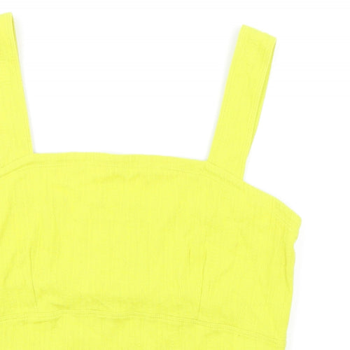 Maeve Womens Yellow Cotton Basic Tank Size L Square Neck