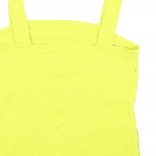 Maeve Womens Yellow Cotton Basic Tank Size L Square Neck