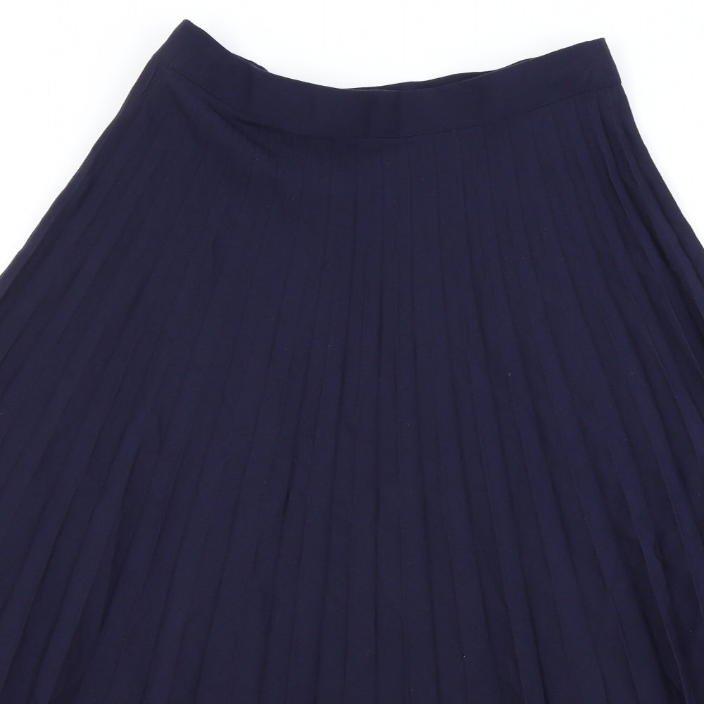 Modern Classics Womens Blue Polyester Flare Skirt Size 14 Button