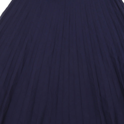 Modern Classics Womens Blue Polyester Flare Skirt Size 14 Button