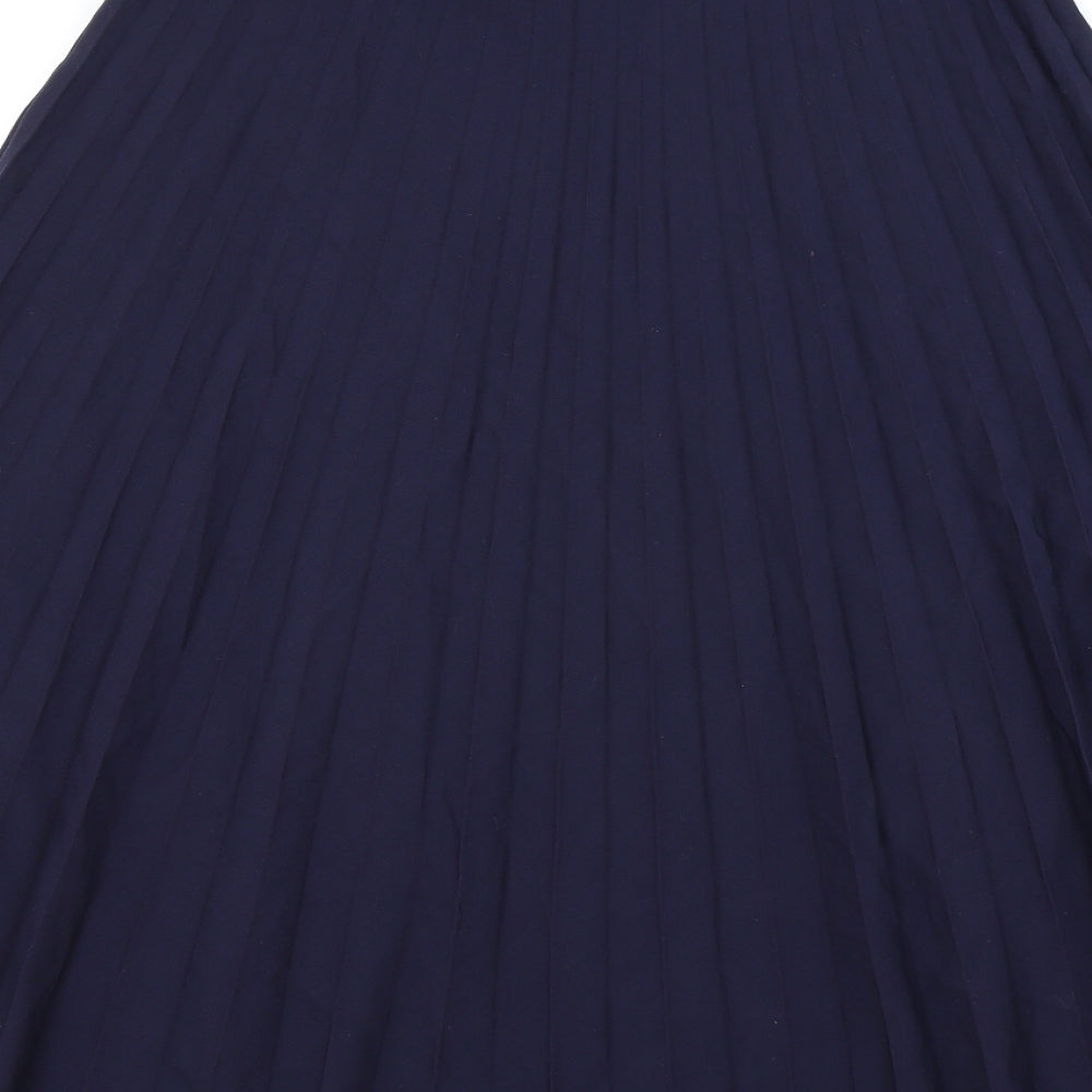Modern Classics Womens Blue Polyester Flare Skirt Size 14 Button