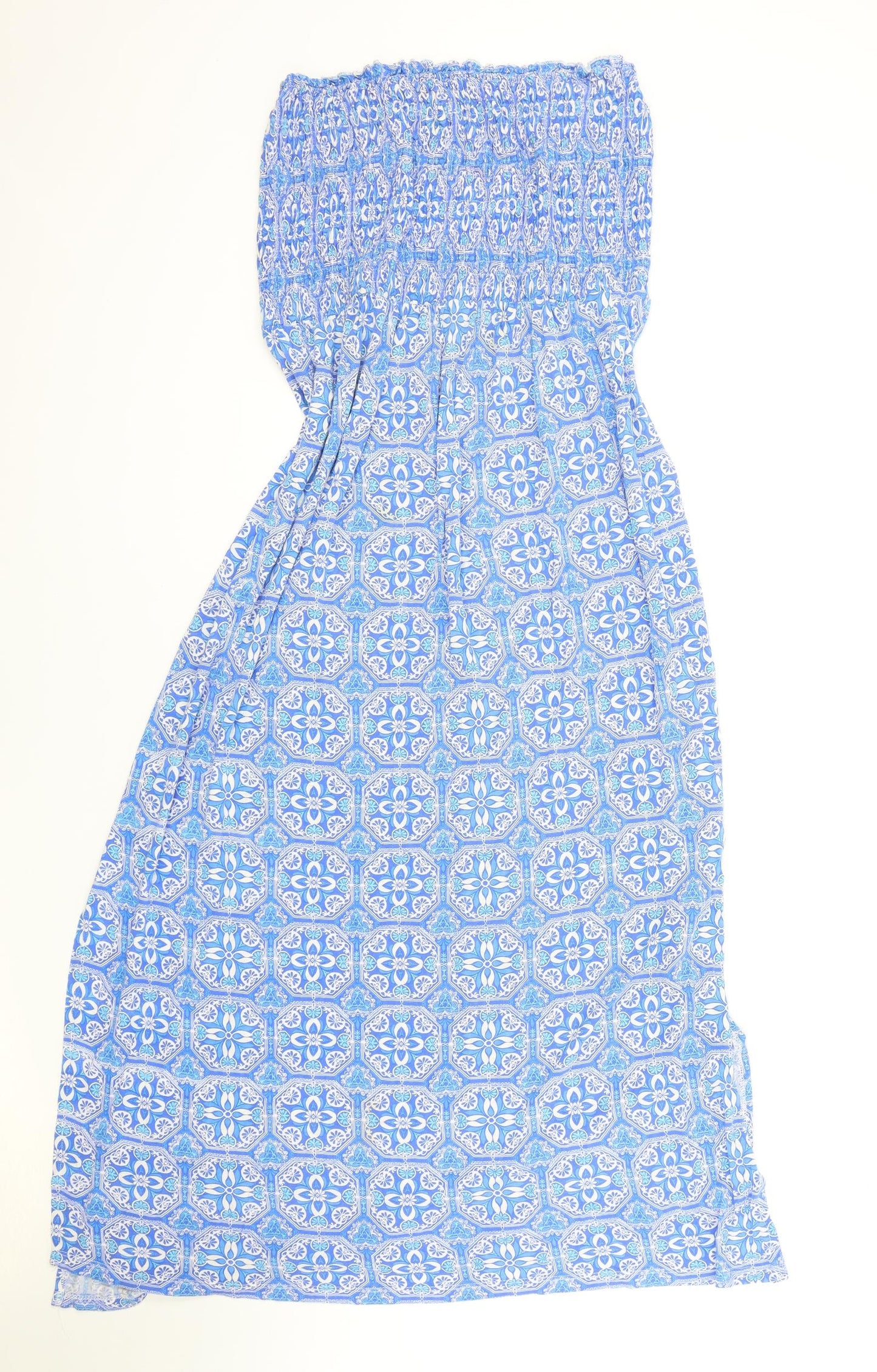 George Womens Blue Geometric Viscose Maxi Size 14 Off the Shoulder Pullover