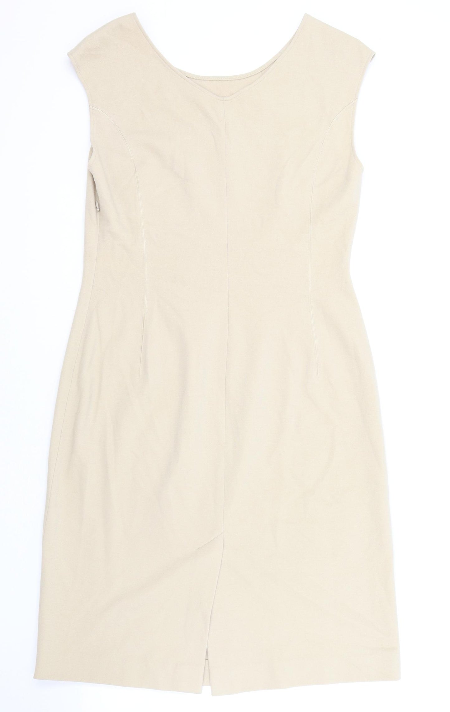 Marc Cain Womens Beige Wool A-Line Size 4 Boat Neck Zip