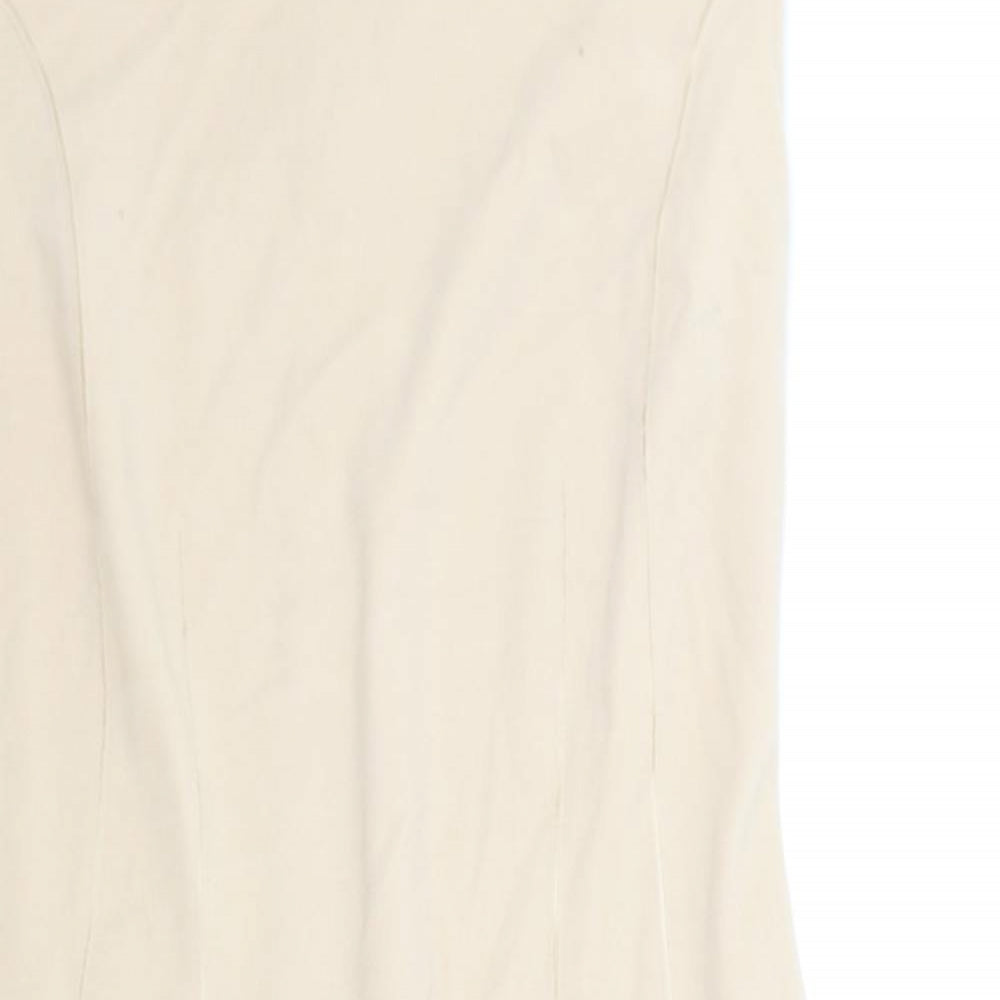 Marc Cain Womens Beige Wool A-Line Size 4 Boat Neck Zip