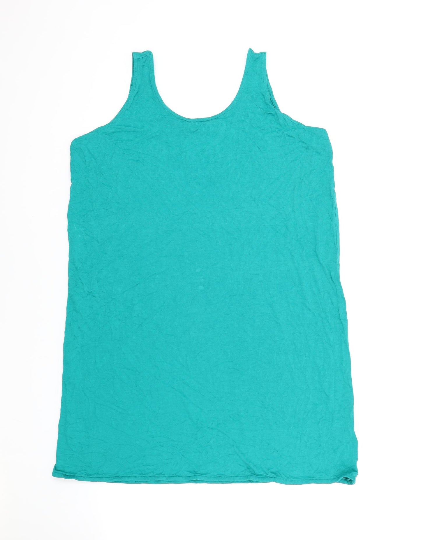 Marks and Spencer Womens Green Cotton Basic Tank Size L Round Neck