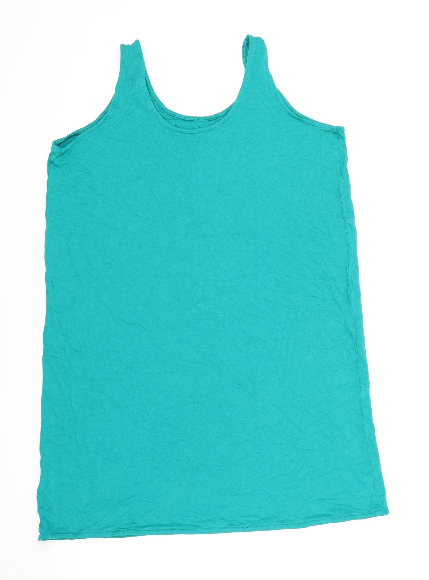 Marks and Spencer Womens Green Cotton Basic Tank Size L Round Neck