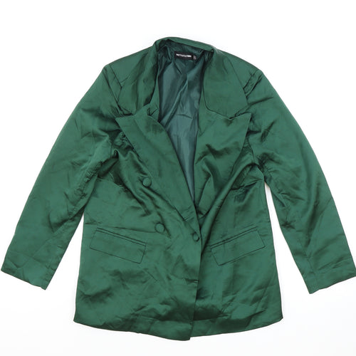 PRETTYLITTLETHING Womens Green Jacket Blazer Size 4 Button