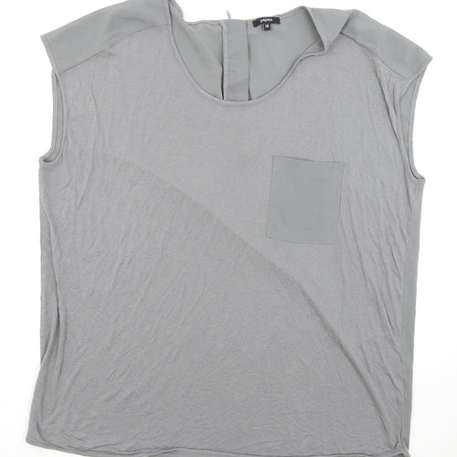 Papaya Womens Grey Viscose Basic T-Shirt Size 20 Round Neck