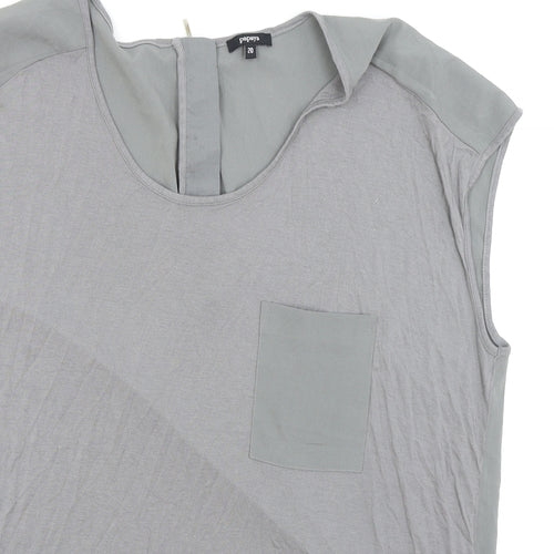 Papaya Womens Grey Viscose Basic T-Shirt Size 20 Round Neck