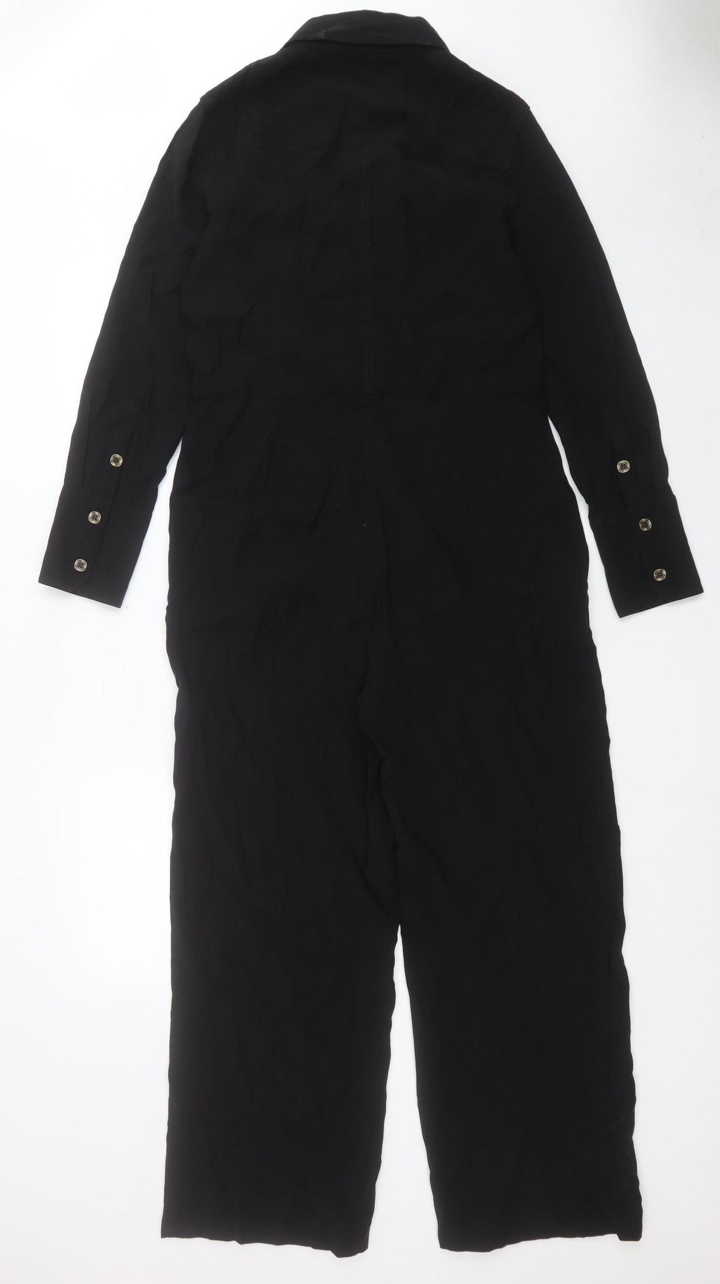 NEXT Womens Black Viscose Jumpsuit One-Piece Size 10 L28 in Button