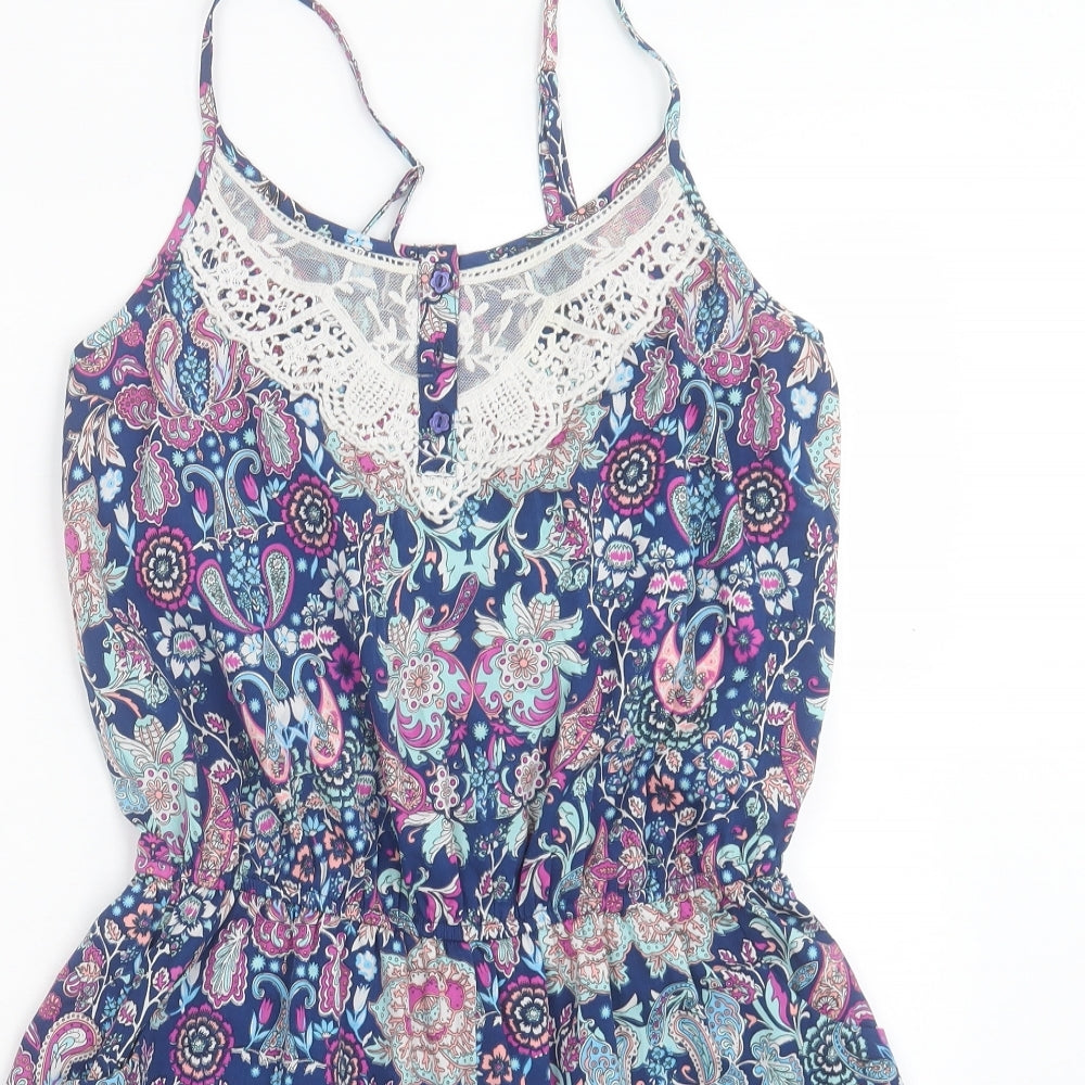 Atmosphere Womens Multicoloured Floral Polyester Playsuit One-Piece Size 14 Pullover