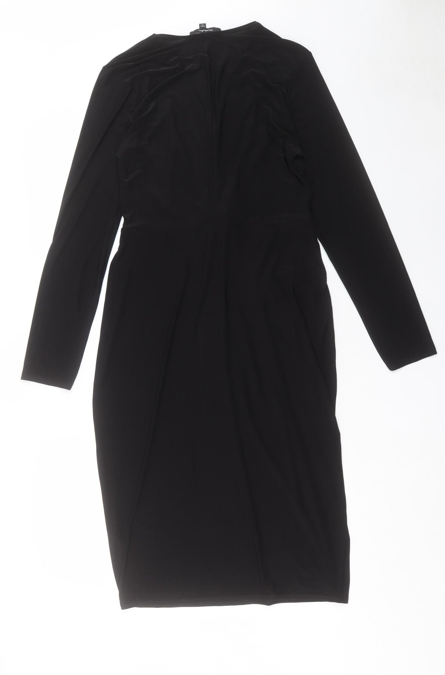 Simply Be Womens Black Polyester Shift Size 16 V-Neck Pullover - Twist Front