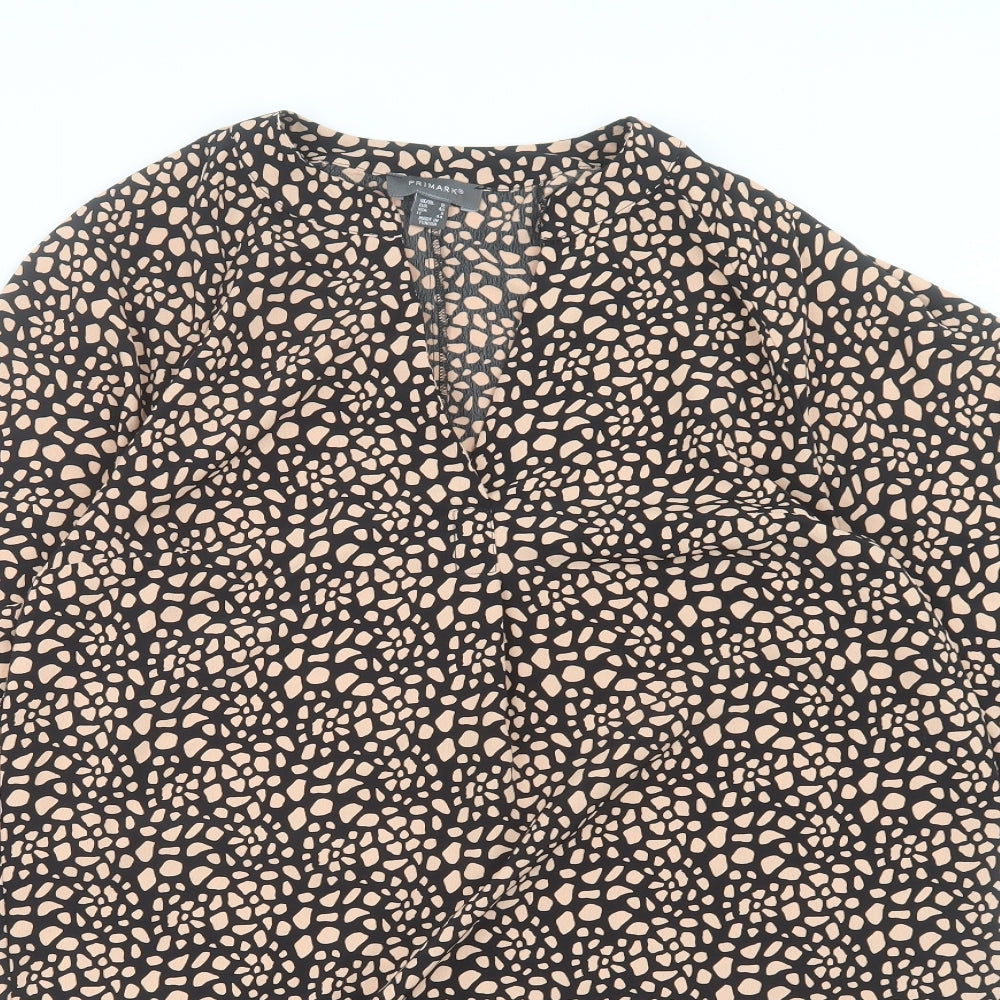 Primark Womens Brown Geometric Polyester Sheath Size 12 V-Neck Pullover