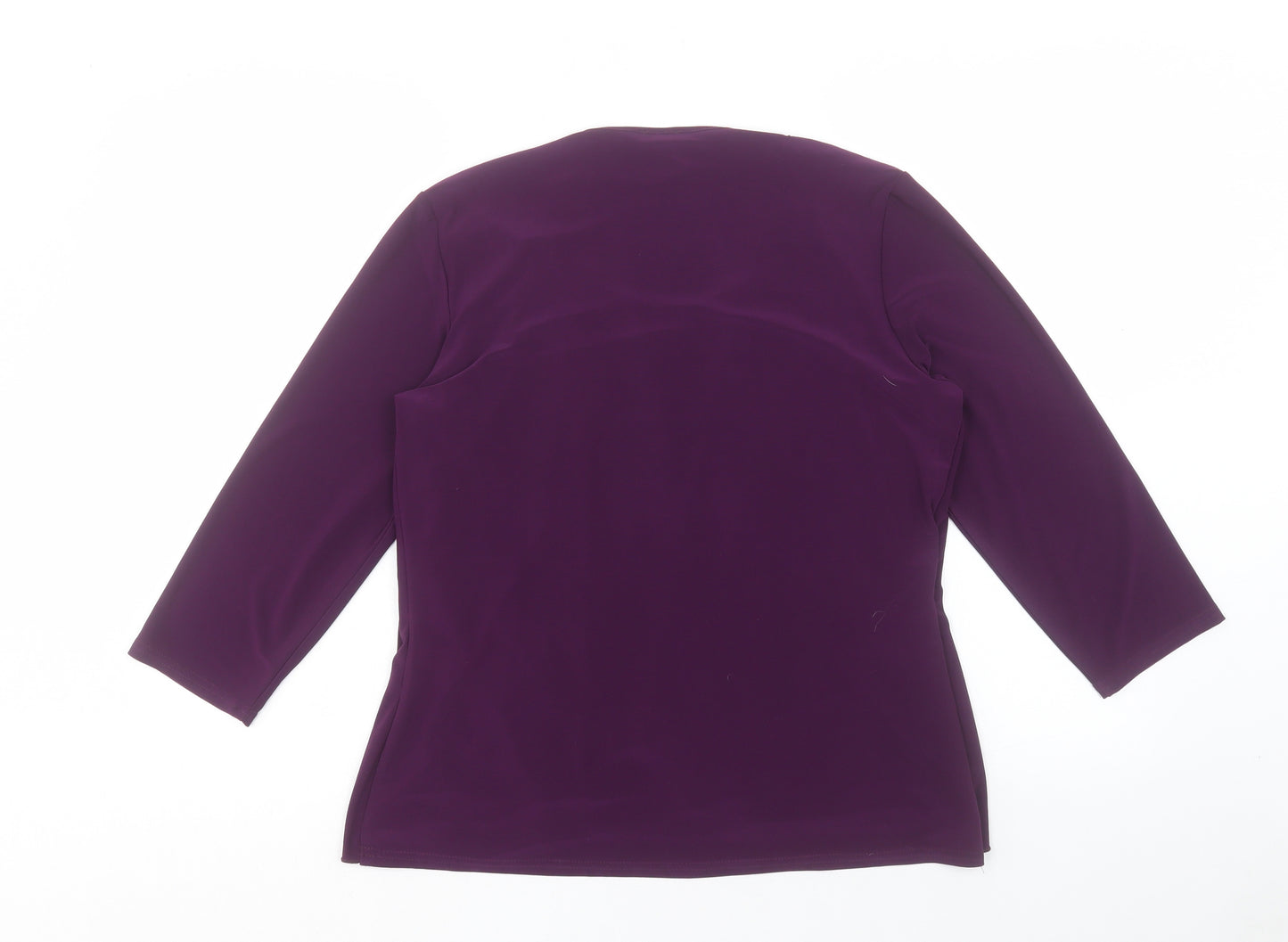 Jenny Lloyd Womens Purple Geometric Polyester Basic T-Shirt Size 12 Scoop Neck