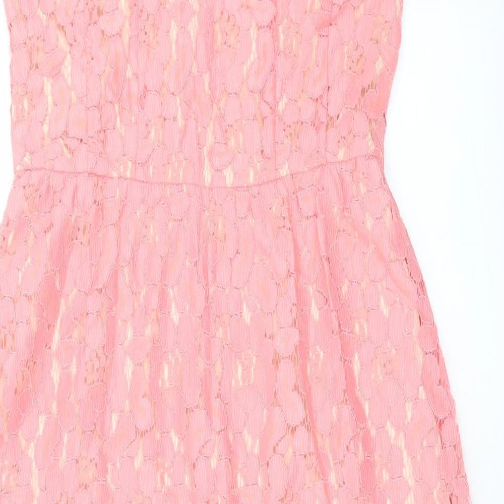 Oasis Womens Pink Polyamide A-Line Size 10 V-Neck Zip