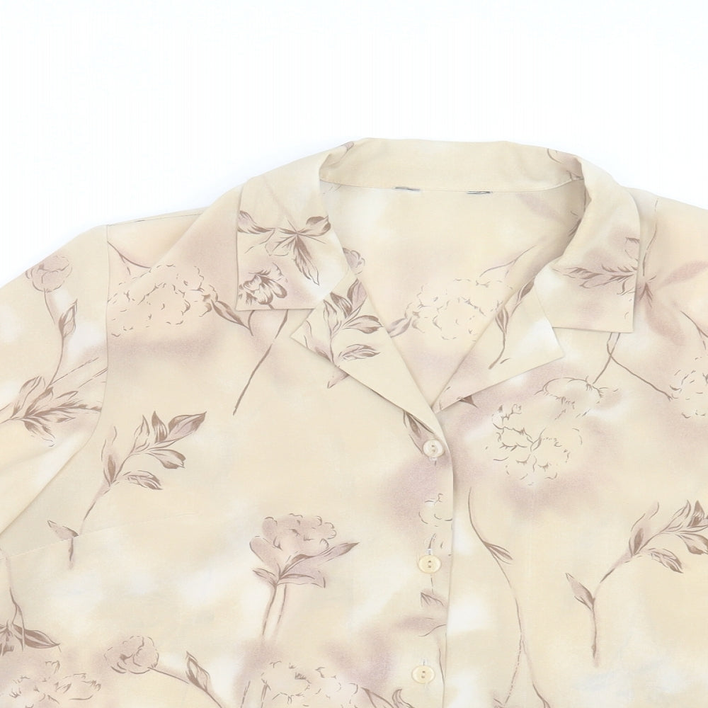 Berkertex Womens Brown Geometric Polyester Basic Button-Up Size 14 Collared