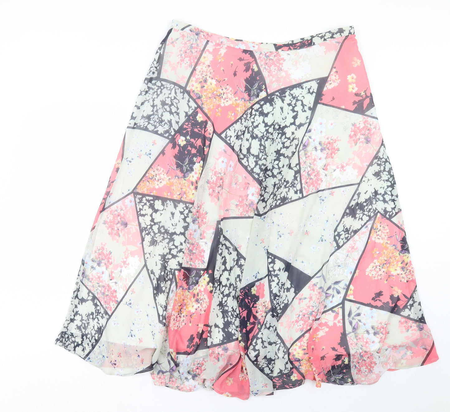 Per Una Womens Pink Geometric Polyester A-Line Skirt Size 18 Zip
