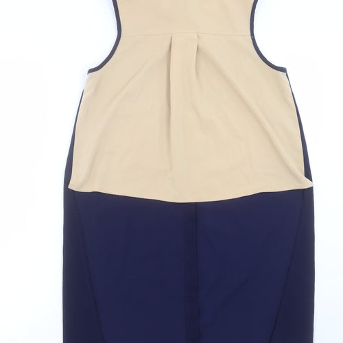 lacquar Womens Blue Polyester Basic Button-Up Size S Collared