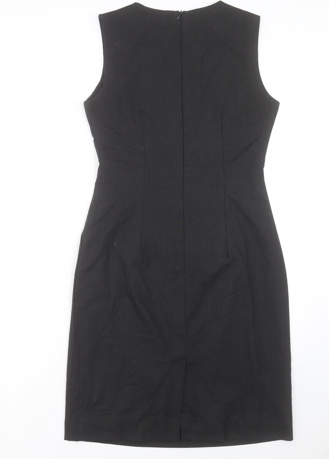 Preworn Womens Grey Polyester Shift Size 10 Crew Neck Zip