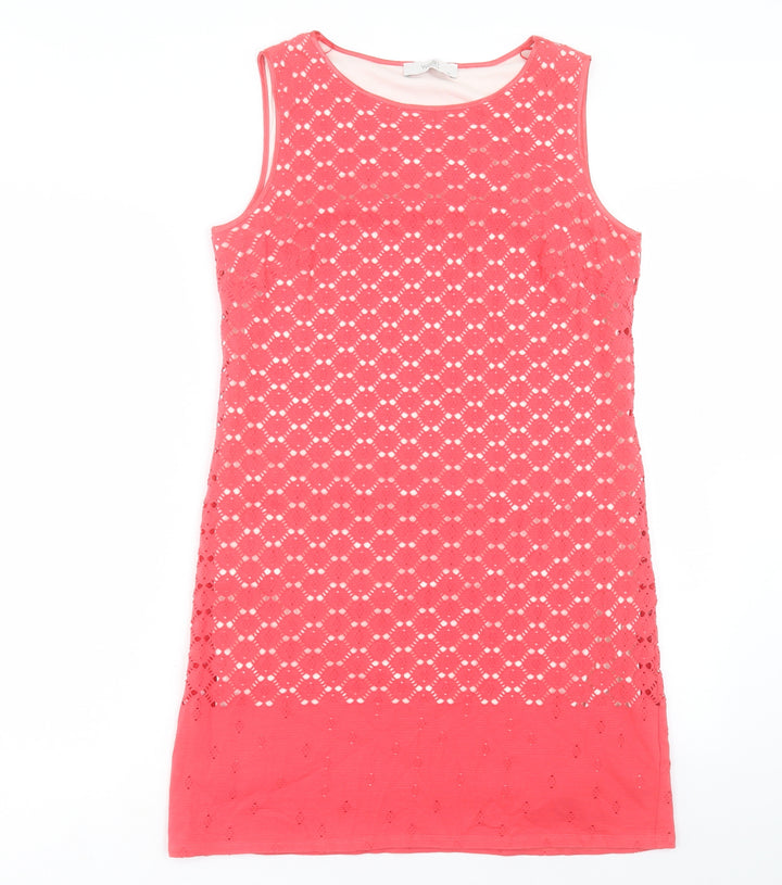 Wallis Womens Pink Cotton Shift Size 12 Boat Neck Pullover