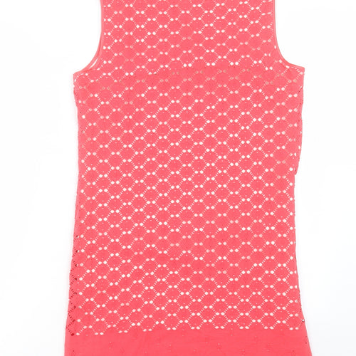 Wallis Womens Pink Cotton Shift Size 12 Boat Neck Pullover