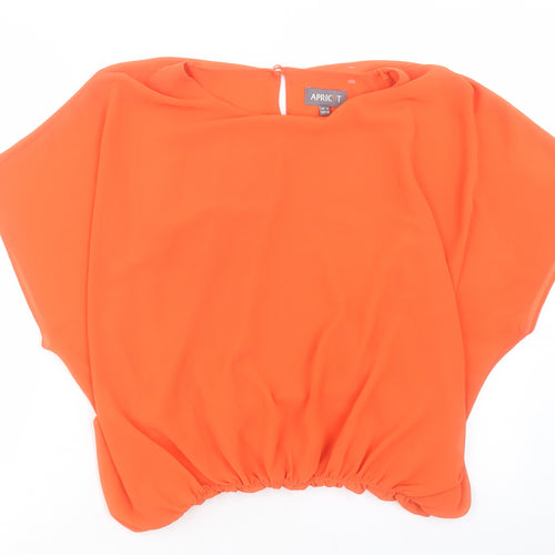 Apricot Womens Orange Polyester Basic T-Shirt Size 8 Boat Neck
