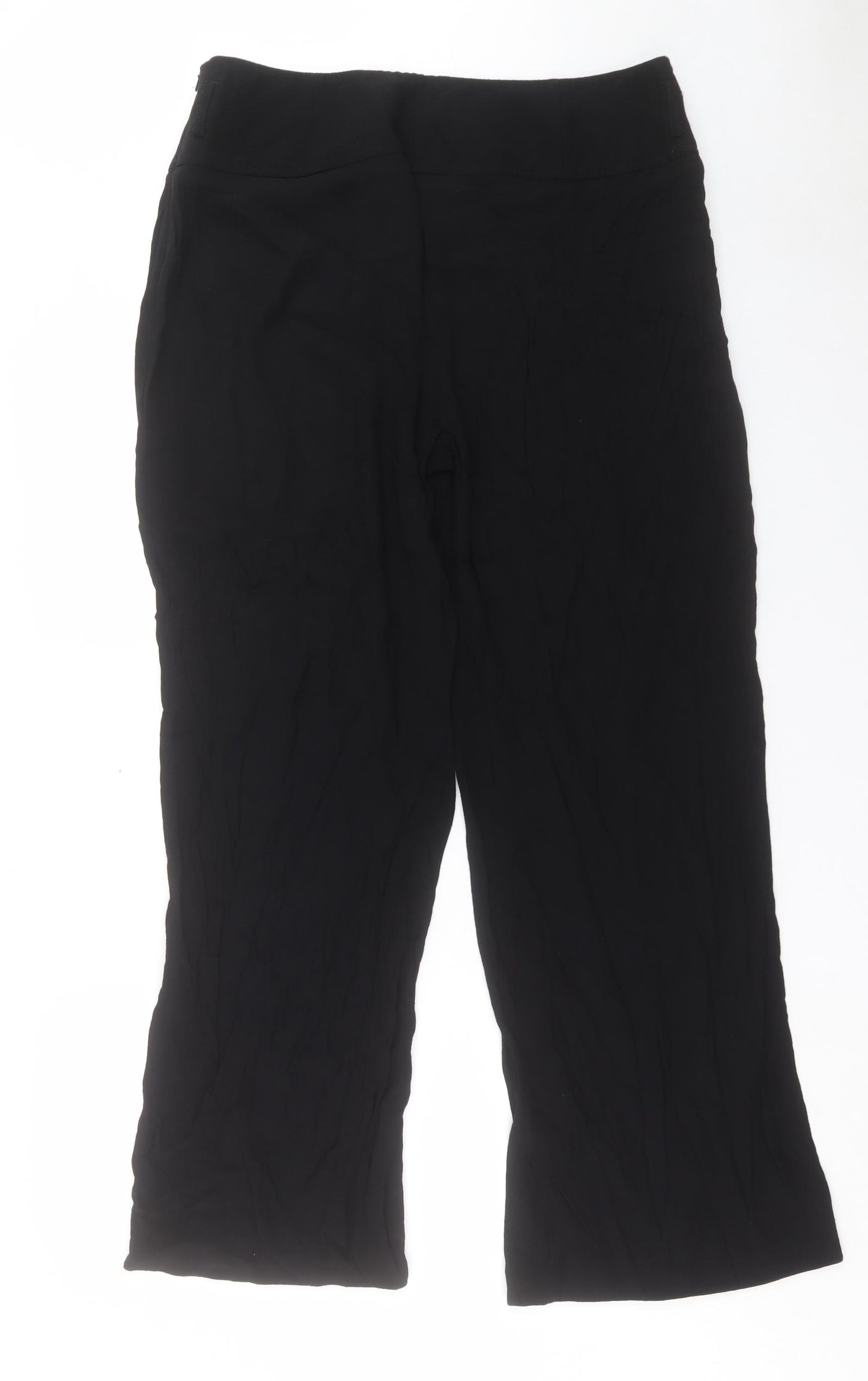 Wallis Womens Black Viscose Trousers Size 16 L32 in Regular Zip