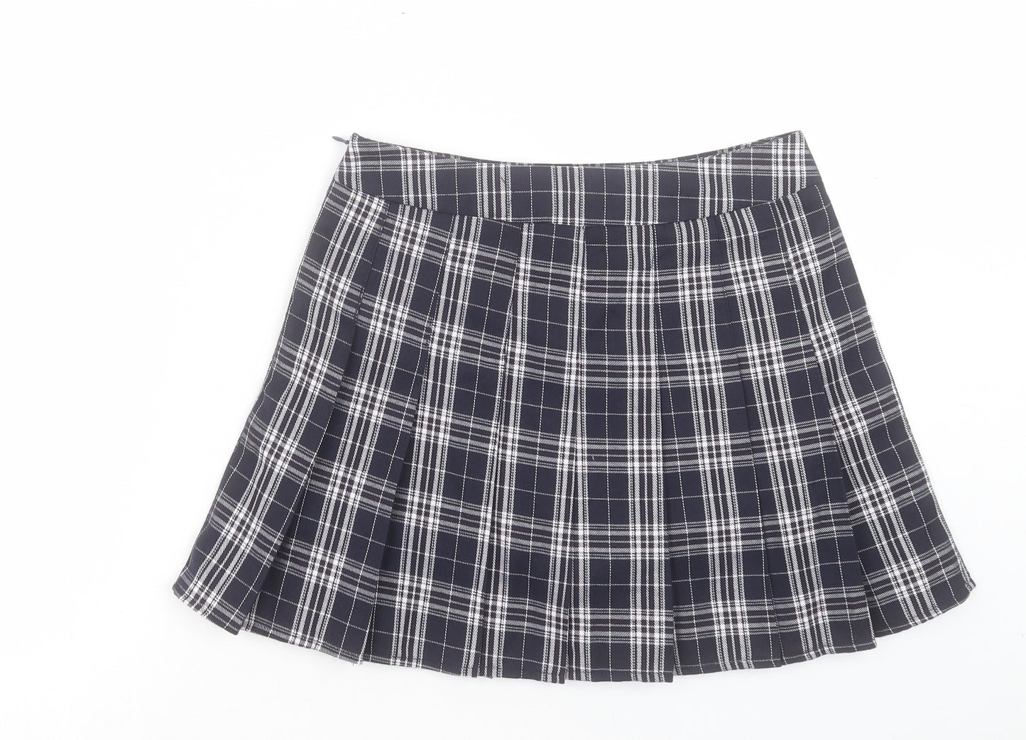 Fashion Womens Blue Plaid Polyester Skater Skort Size M Zip