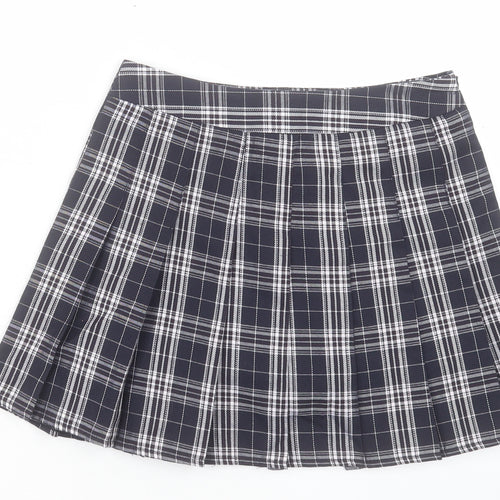 Fashion Womens Blue Plaid Polyester Skater Skort Size M Zip
