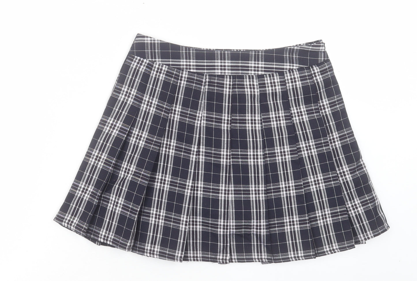 Fashion Womens Blue Plaid Polyester Skater Skort Size M Zip