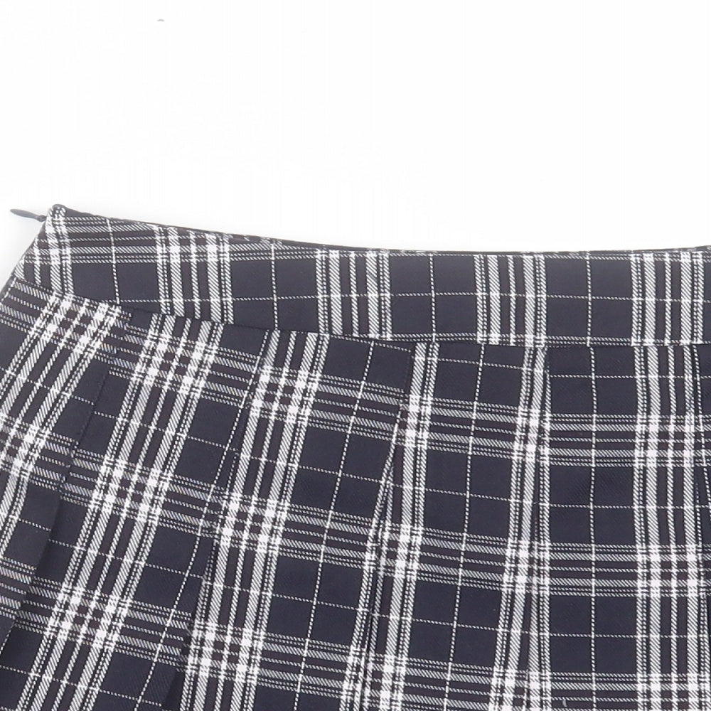Fashion Womens Blue Plaid Polyester Skater Skort Size M Zip
