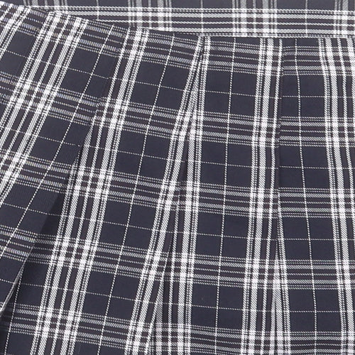 Fashion Womens Blue Plaid Polyester Skater Skort Size M Zip